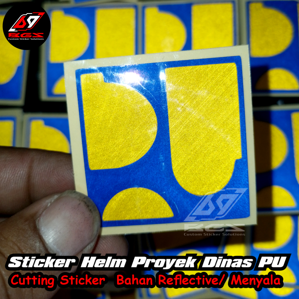 

Sticker Helm Proyek Dinas PUPR, Cutting sticker , bahan menyala / reflective