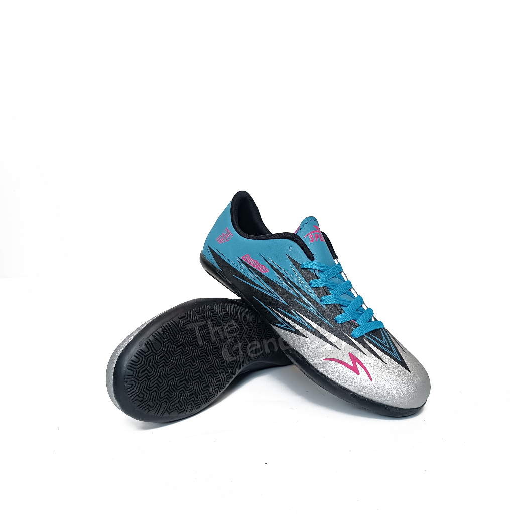 Sepatu Futsal Anak Lightspeed 3 IN Silver Black Aqua I Sepatu Futsal Junior Terlaris