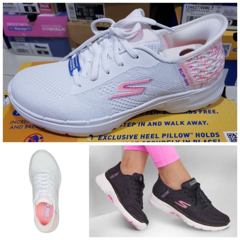 SEPATU WANITA SKECHERS SLIP-INS GO WALK 6 - VIVID IDEA 124627 ORI STORE