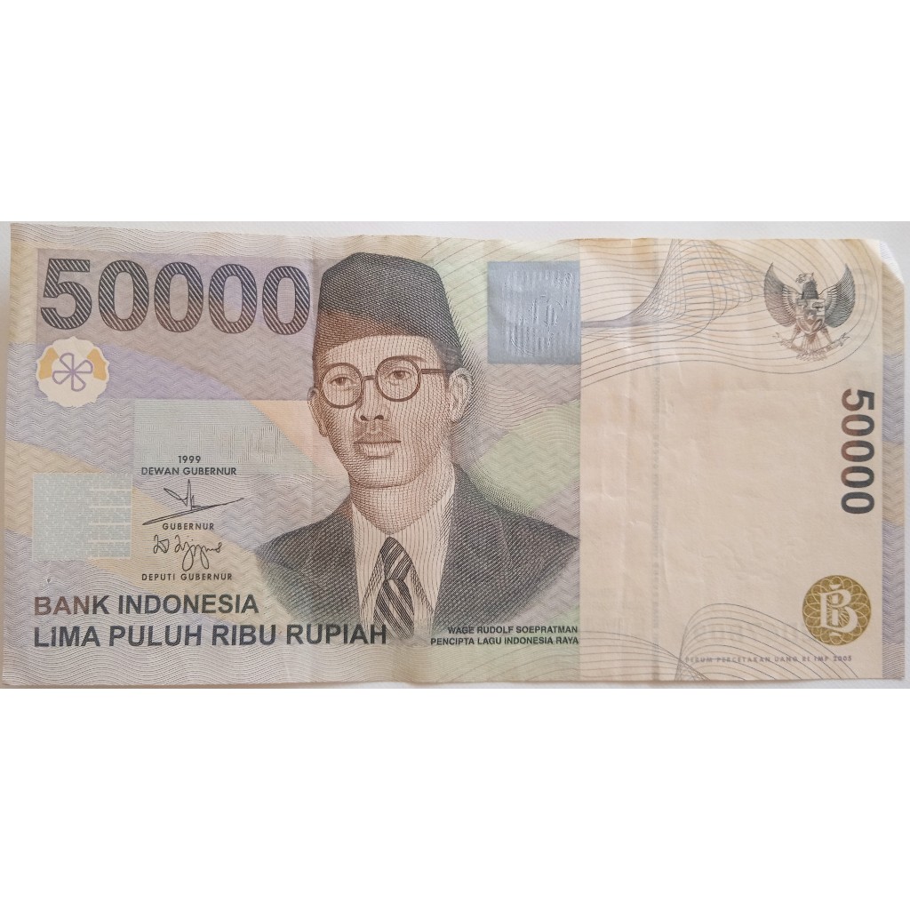 Uang Kertas 50 ribu Rupiah Tahun 1999 WR Soepratman