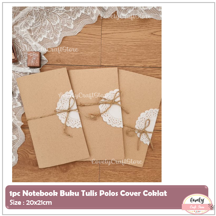 

[PROMO New Product] LovelyCraftStore | 24 lembar Notebook Buku Tulis Polos Cover Coklat For Journaling Scrapbooking