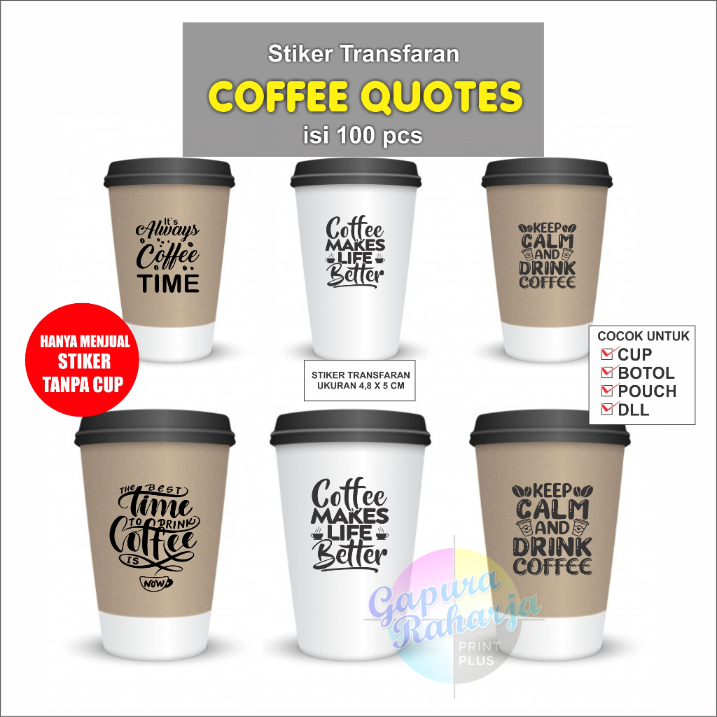 

Stiker Label Quotes Kopi Transfaran Isi 100