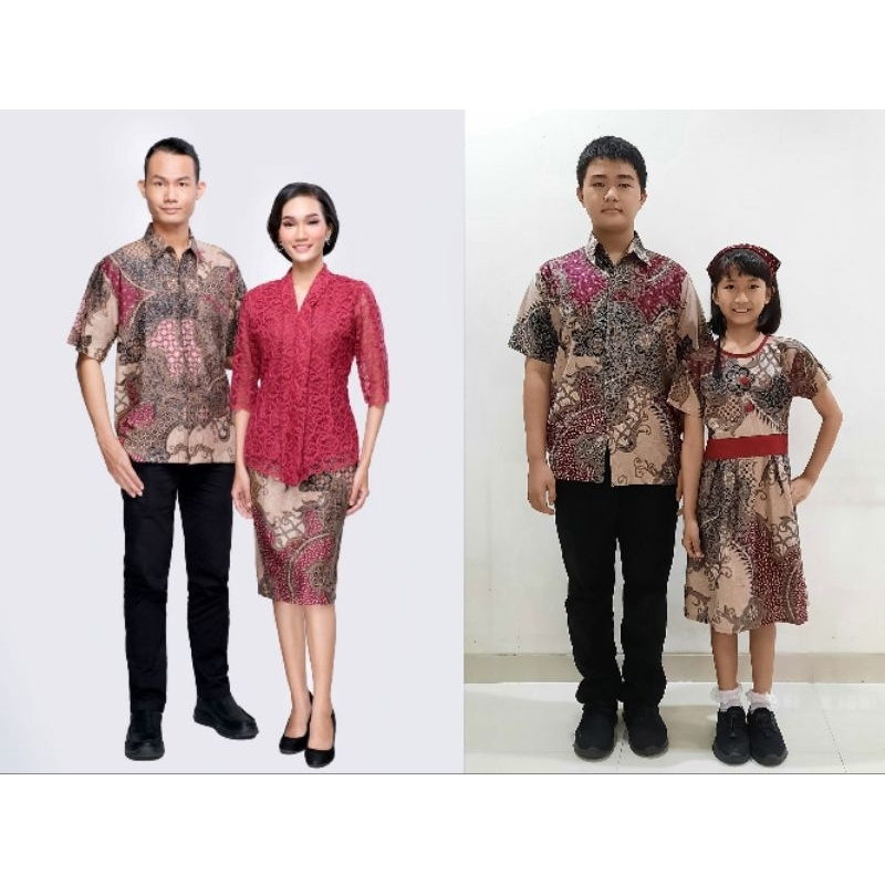 BATIK FAMILY/KELUARGA ROK N BLUS SKJ BROKAT MERAH // COUPLE SARIMBIT KELUARGA BATIK ANAK SUPERUMBO