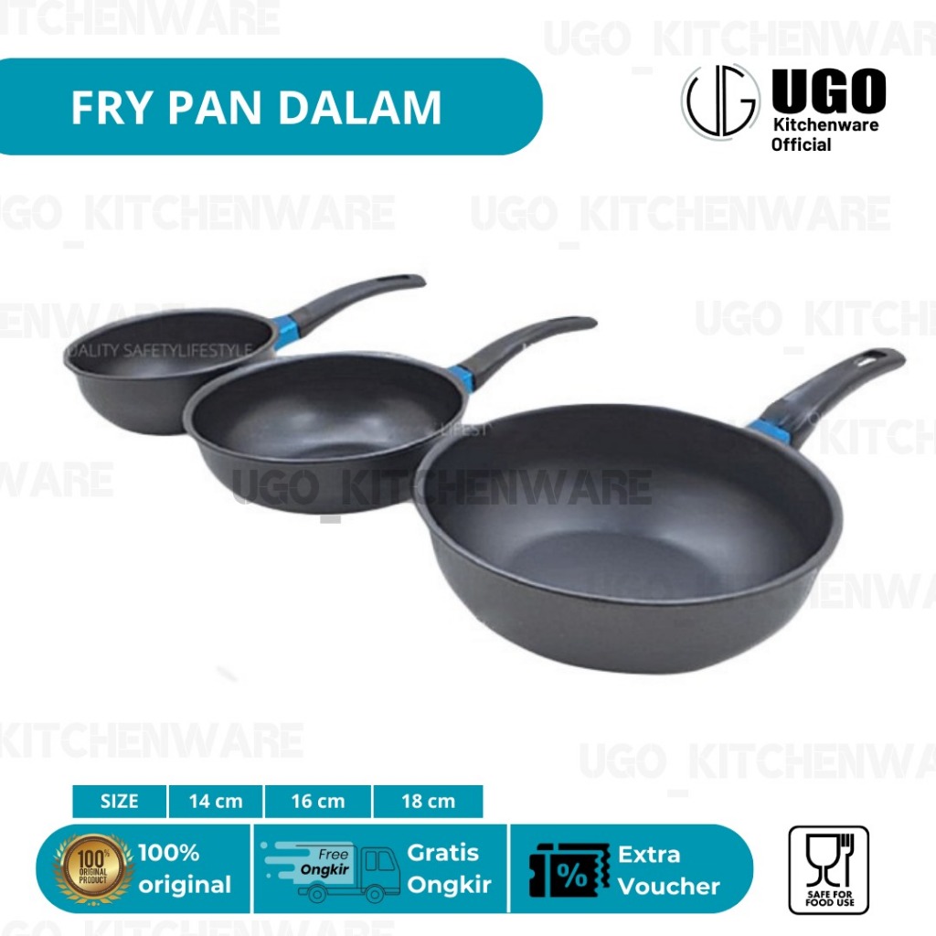 UGO Teflon Dalam Anti Lengket 14cm 16cm 18cm | Teflon Penggorengan Panci Mini Serbaguna |  Panci Kec