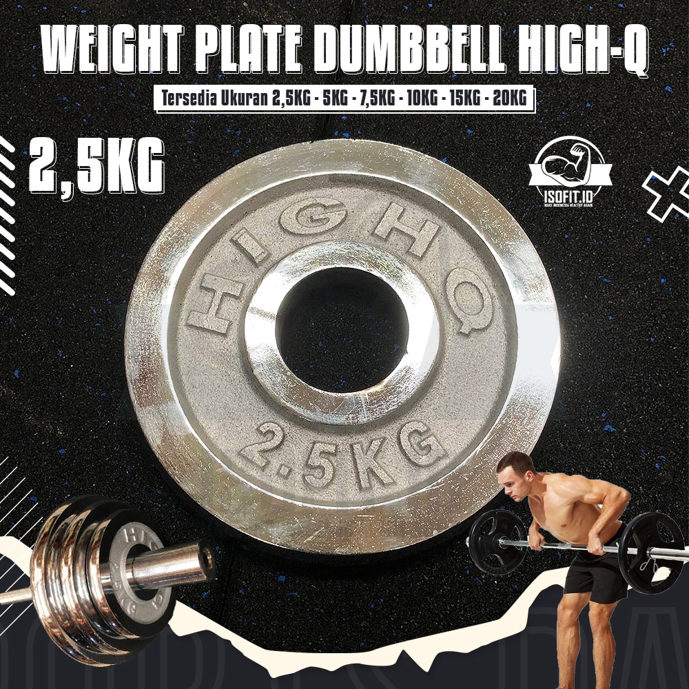 Isofit.id HIGH-Q Electroplated Weight Plate Barbel [2,5KG] / Plat Pemberat Barbel / Piringan Dumbell