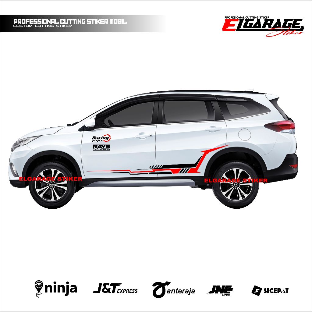 Stiker mobil terios cutting stiker strip body samping mobil terios