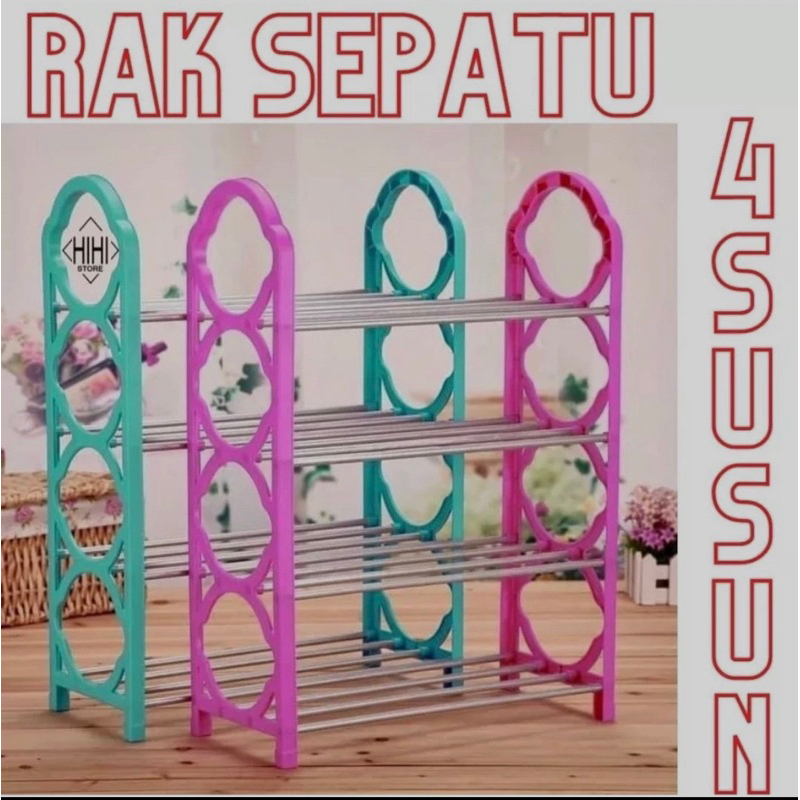 RAK SEPATU SUSUN 4 bahan besi