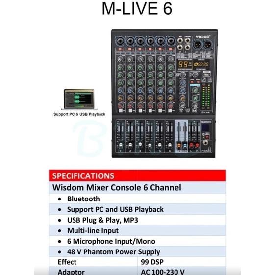 Mixer Audio Wisdom Mlive6 Original Wisdom Mlive 6 Channel M live 6