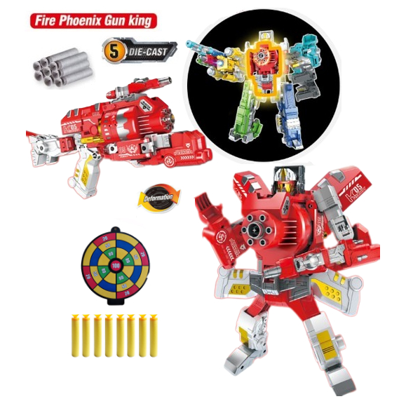 Mainan Anak Robot Transformer Pistol-pistolan Nerf Gun Senjata nembak peluru busa soft Bullet