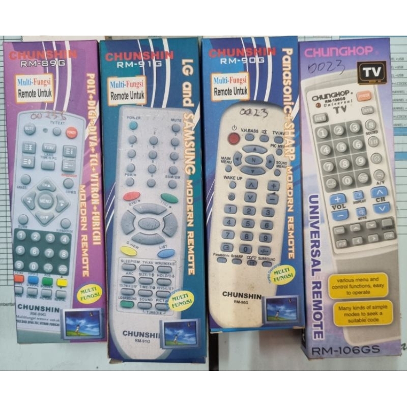 REMOTE CHUNSHIN RM 89G 90G 91G 106GS REMOT RIMOT MULTIFUNGSI SERBAGUNA UNTUK TV TELEVISI TELEVISION 