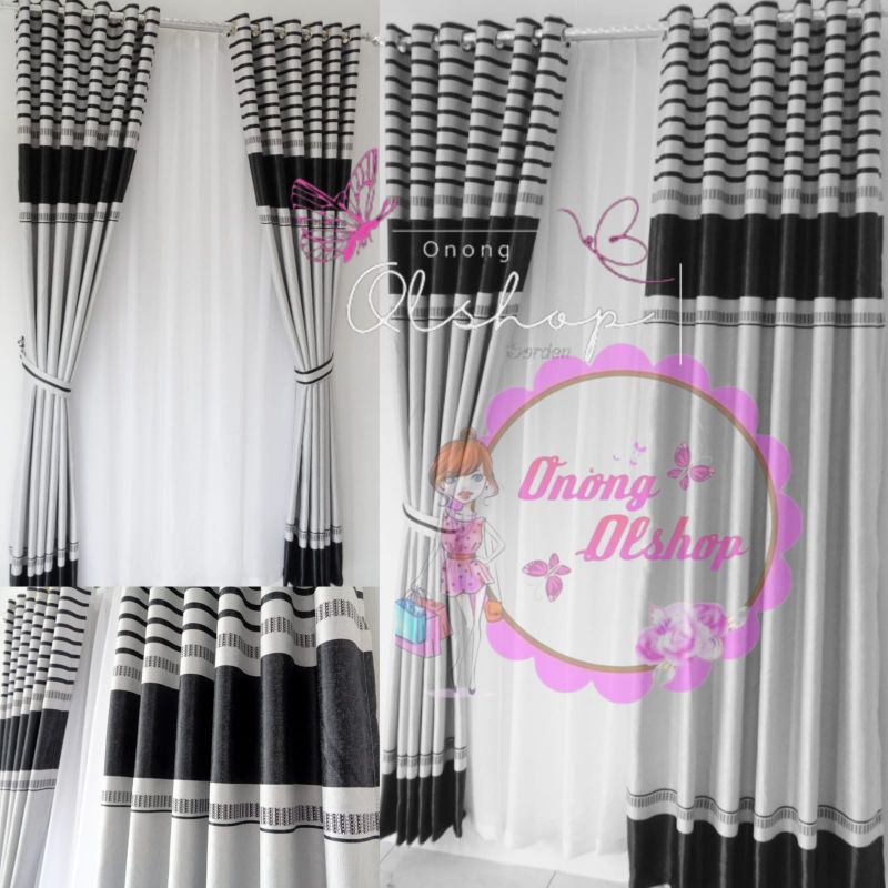 Gorden Blackout Import Motif Abu Hitam Tebal Import Ukuran Jendela Dan Pintu