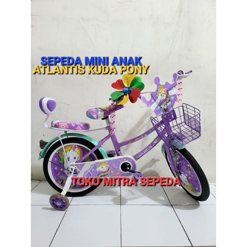 Sepeda Anak Perempuan 18 Inch Usia 7 Tahun Atlantis Kuda Pony Sepeda Mini Anak Perempuan