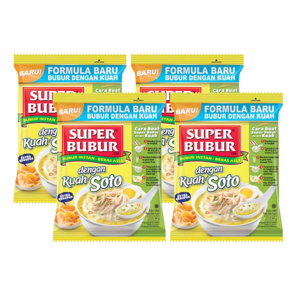 

4Pcs Superbubur Single Kuah Soto 46G
