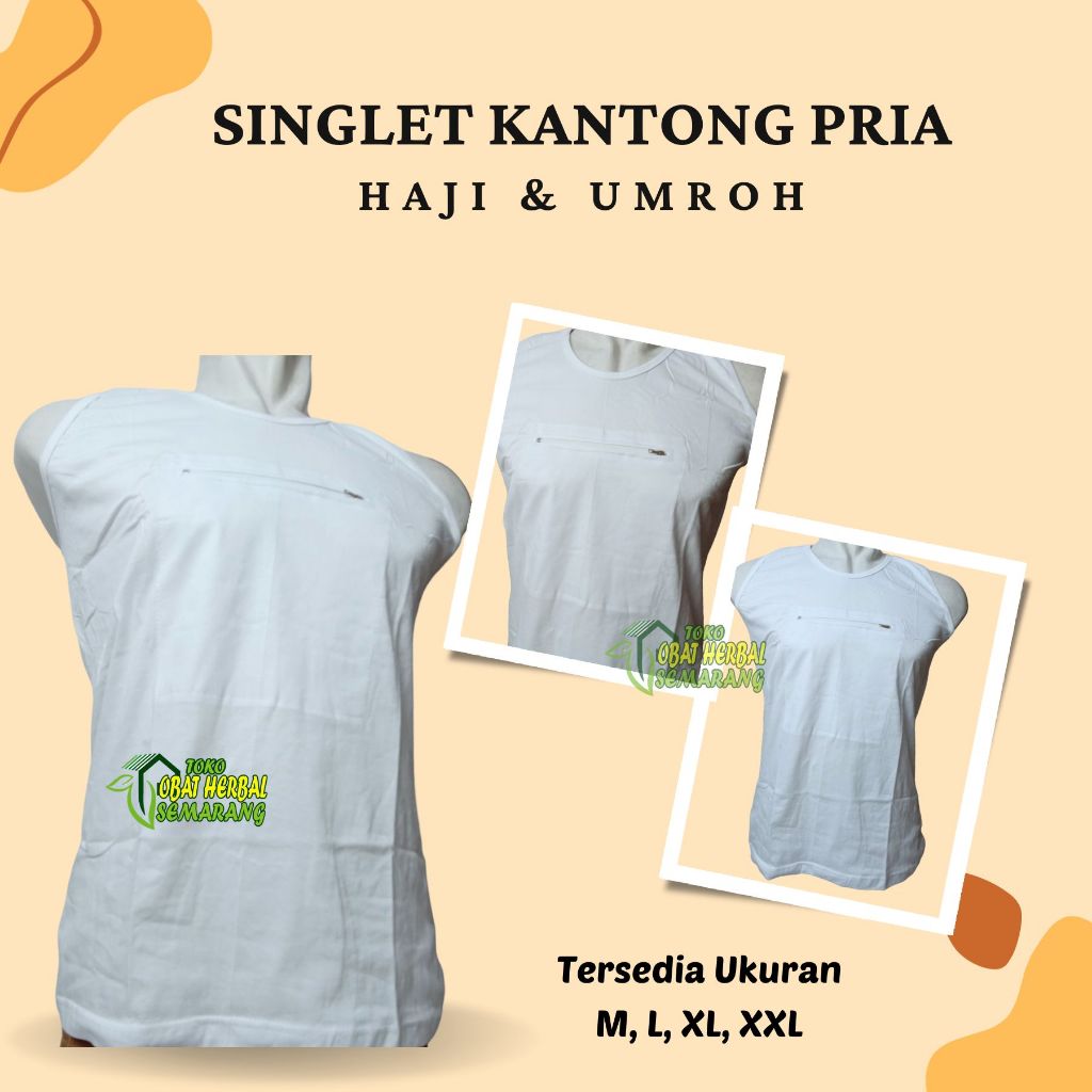 Kaos Dalam Kantong Pria Haji Umroh | Singlet Kantong Resleting Pria Laki-Laki Dewasa Bahan Katun Ade