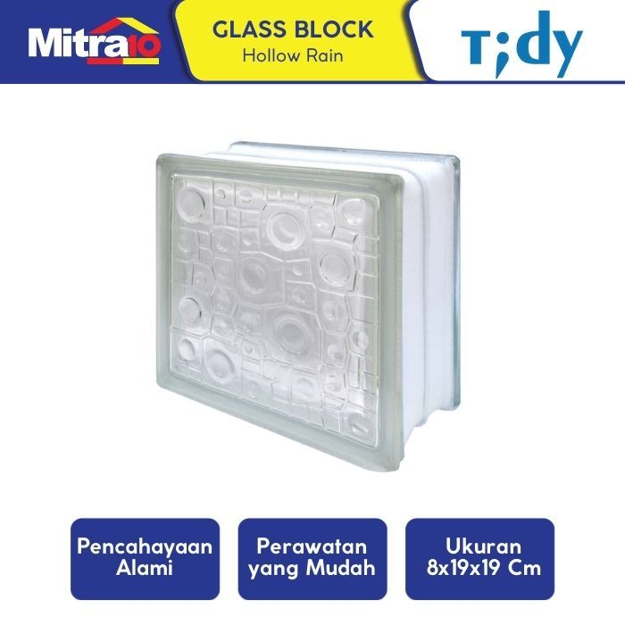 Tidy Glass Block Hollow Rain 8x19x19 Cm