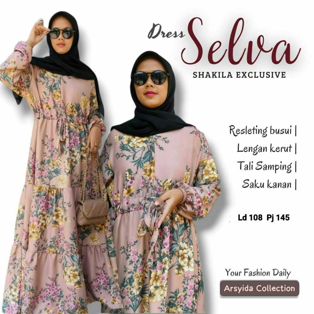 Gamis Motif kekinian drress Shakila Exklusive / Gamis Shakila Size