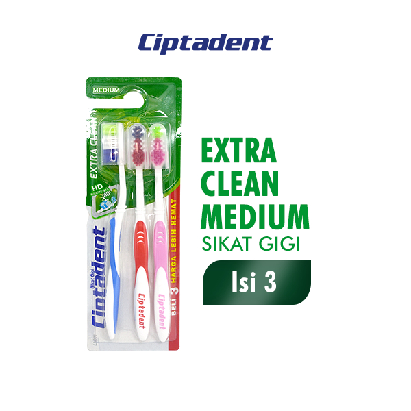 Ciptadent Sikat Gigi Extra Clean Medium Kotak Isi 3 Pcs