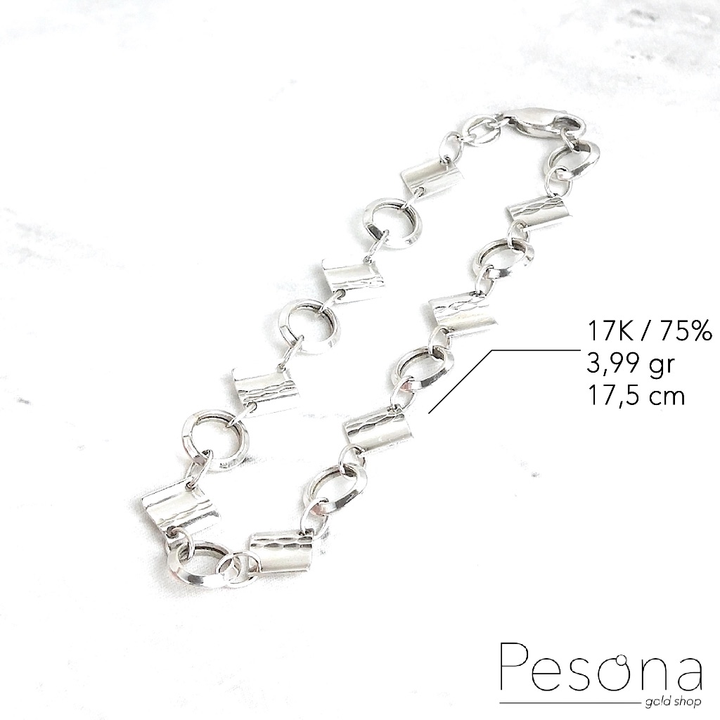 GELANG TANGAN EMAS PUTIH MODEL KOMBINASI 17,5 cm | 17K | 3,99 gram