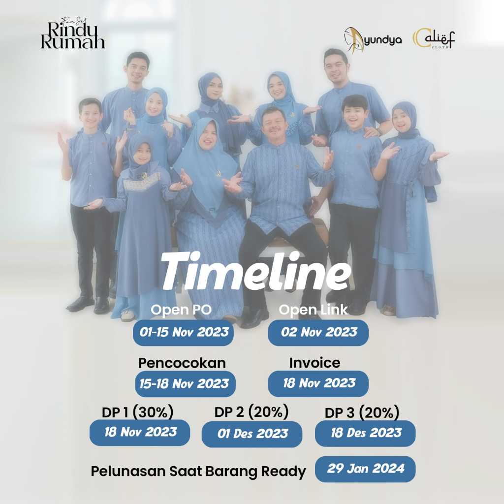 [PRE-ORDER] Sarimbit Lebaran 2024/ Rindu Rumah by Ayundya Sarimbit Lebaran/ Gamis 2 in 1 / Koko 2 in