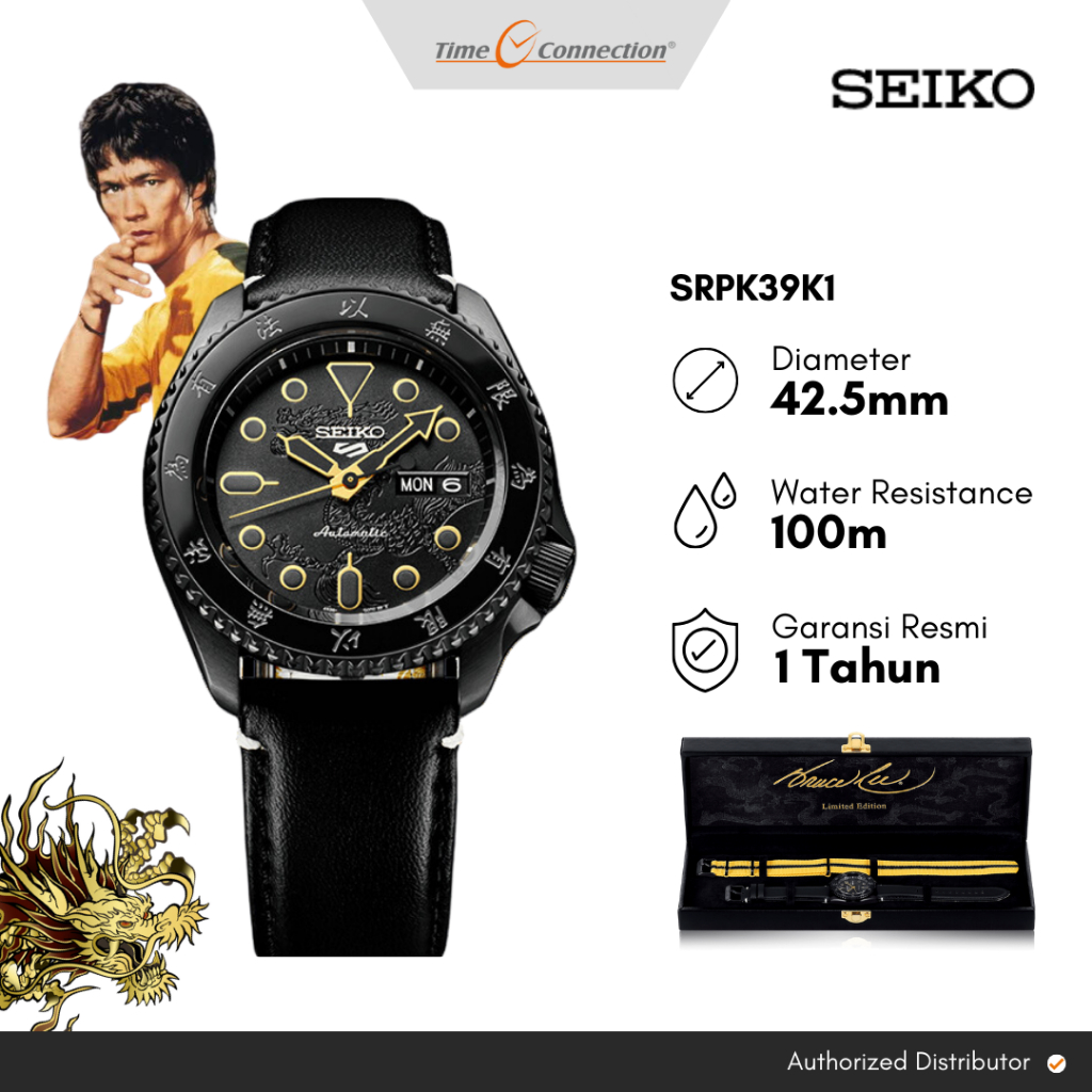 Seiko 5 Sports SRPK39K1 Bruce Lee Limited Edition Original / Jam Tangan Pria Kulit Automatic SRPK39 