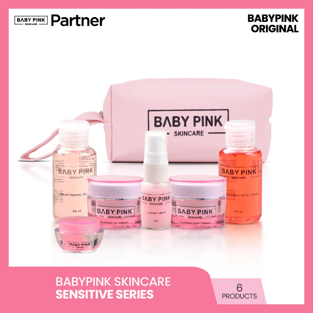 Baby Pink Skincare Paket Sensitif Khusus untuk Kulit Wajah Sensitif Menghilangkan Bruntusan Meredaka