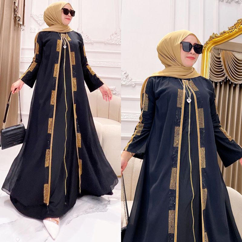 ABAYA BORDIR PUTIH - ABAYA BORDIR WARNA -TURKEY 1447