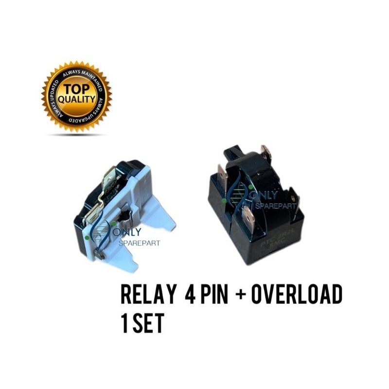 Relay 4 Pin + Overload Kulkas Sanyo AQua 1 Pintu / 2 Pintu / Overload kulkas Aqua