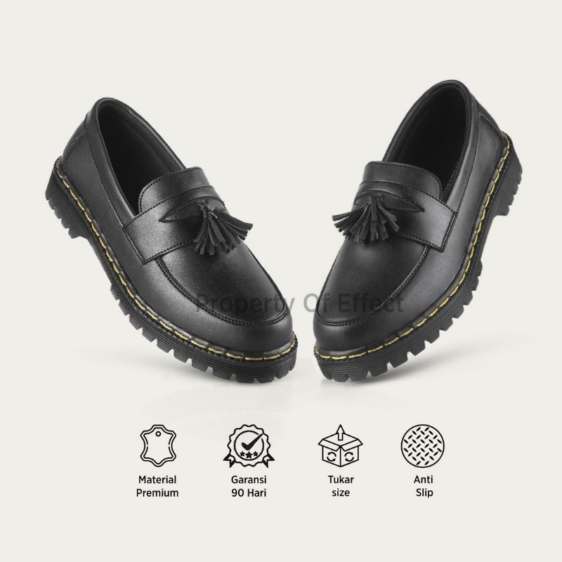 Effectofficial - Nappa Milano Pam Tassel Pria Black Loafers