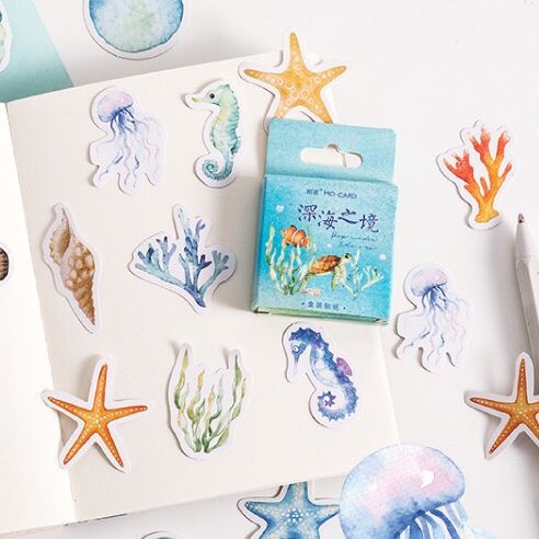 

Stiker Scrapbook Sticker Bujo Lucu Under The Sea (46 pcs)