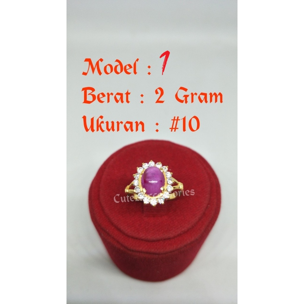 Cincin Permata Merah 2 Gram Emas Muda