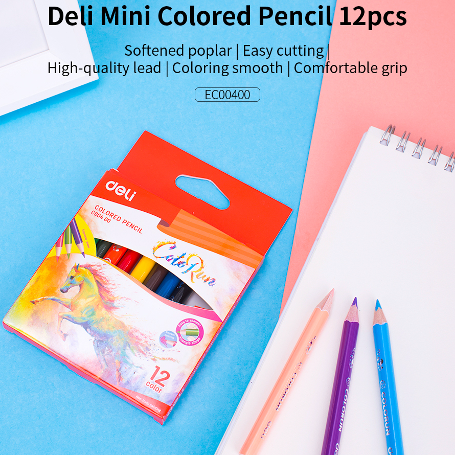 

Ready stock Deli EC00400 School Color Pencil Pensil Warna Mini color pencil 12 color