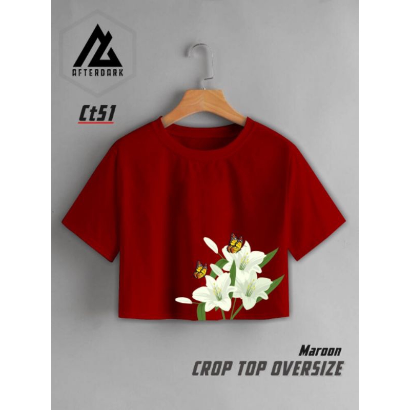 Kaos oversize korean style crop top jumbo LD 120 P 50 bahan combed 24s