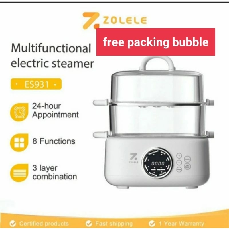 ZOLELE ES931 Panci Kukus Listrik Multifungsi Electric Steamer 3-Layer