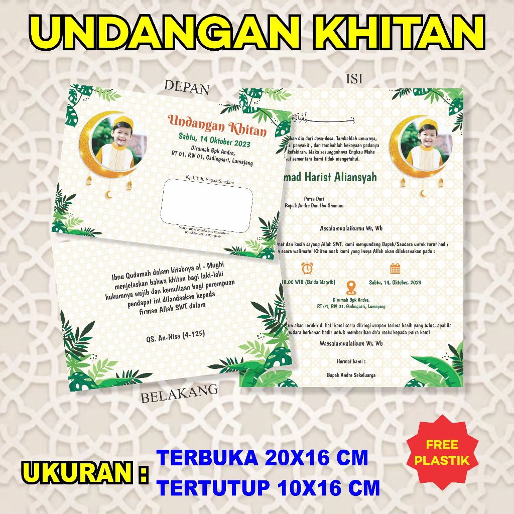 UNDANGAN KHITANAN LIPAT 2 (FREE DESAIN, PLASTIK, FOTO, DENAH) TURUT MENGUNDANG