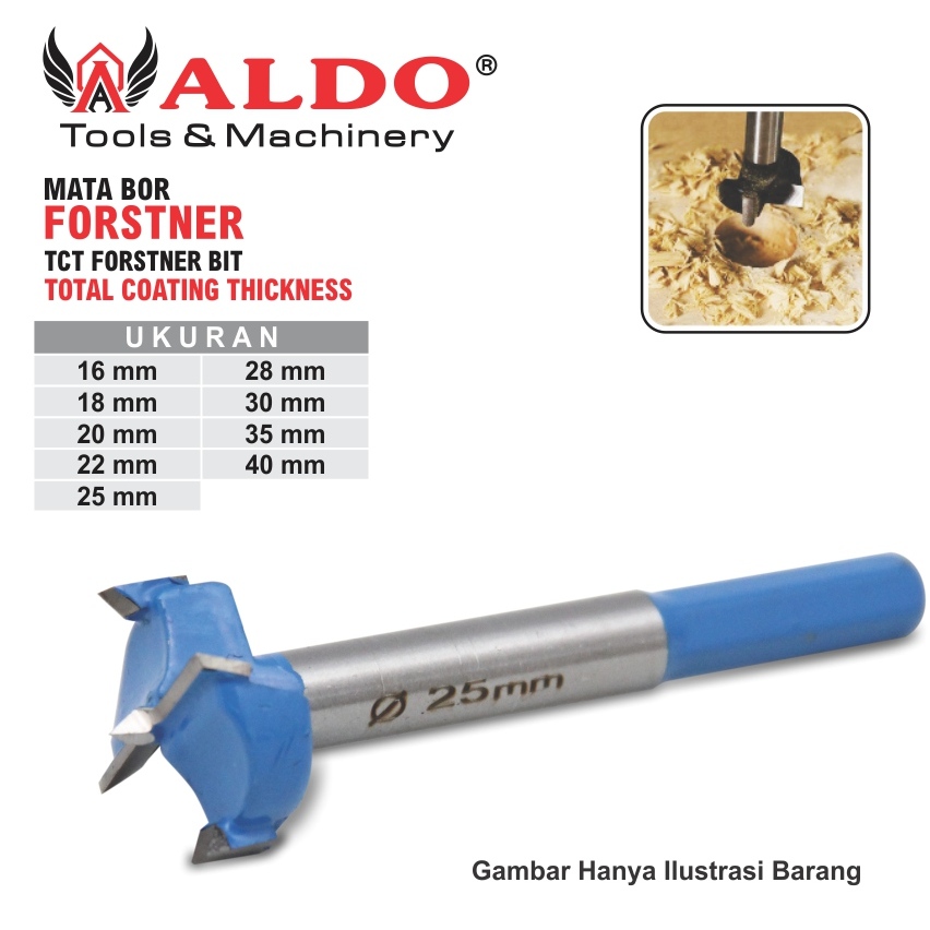 MATA BOR FORSTNER TCT / MATA BOR ENGSEL KAYU / PELUBANG KAYU MERK ALDO
