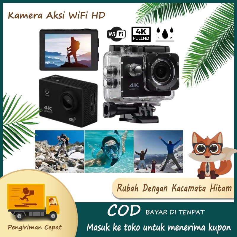 (COD,dalam Stok)Sports Camera Kogan 4K Ultra Full HD DV 20MP Wi-Fi Kamera sport action 4K HD / WIFI