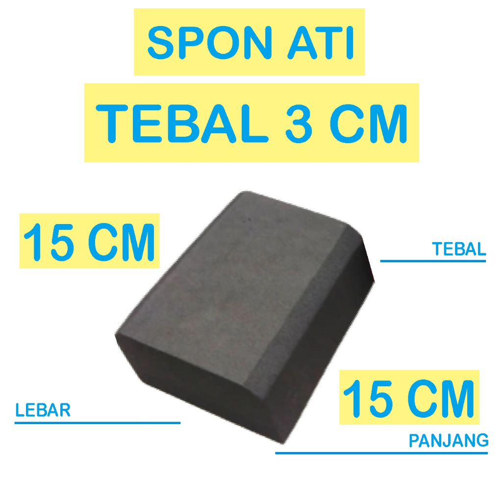 SPON ATI / BUSA ATI / SPON EVA TEBAL 3 CM WARNA HITAM UKURAN 15 CM X 15 CM