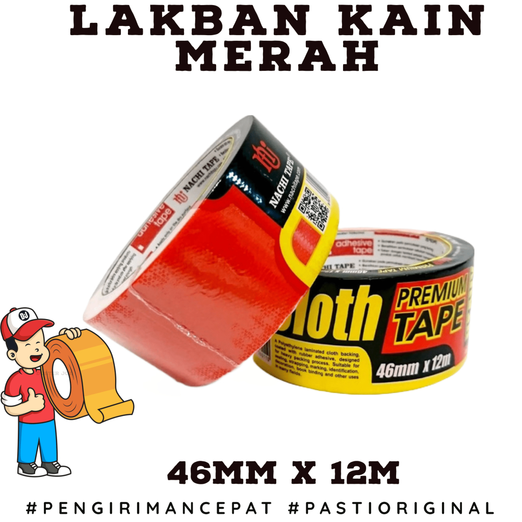 

Lakban Kain Merah Nachi 2 inch 46mm 12M / Cloth Tape PER 1 ROL