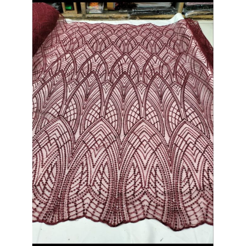 Kain/bahan tile bordir elisab payet/tile Sapto payet