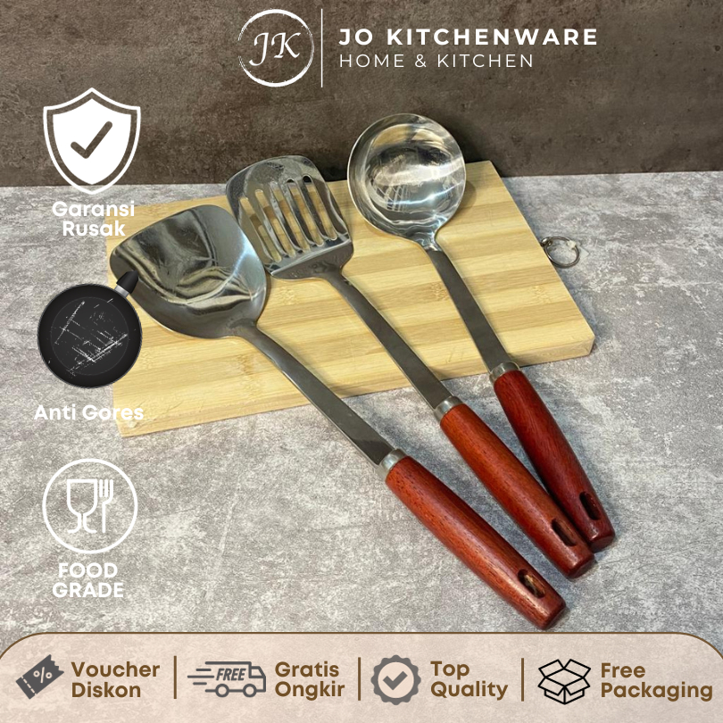 Eros sutil lubang stainless gagang kayu premium serbaguna / Eros sutil lubang Z38