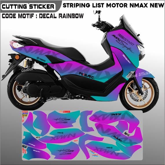 Decal Striping Full Body Motor Nmax New Motif Rainbow Harga Murah