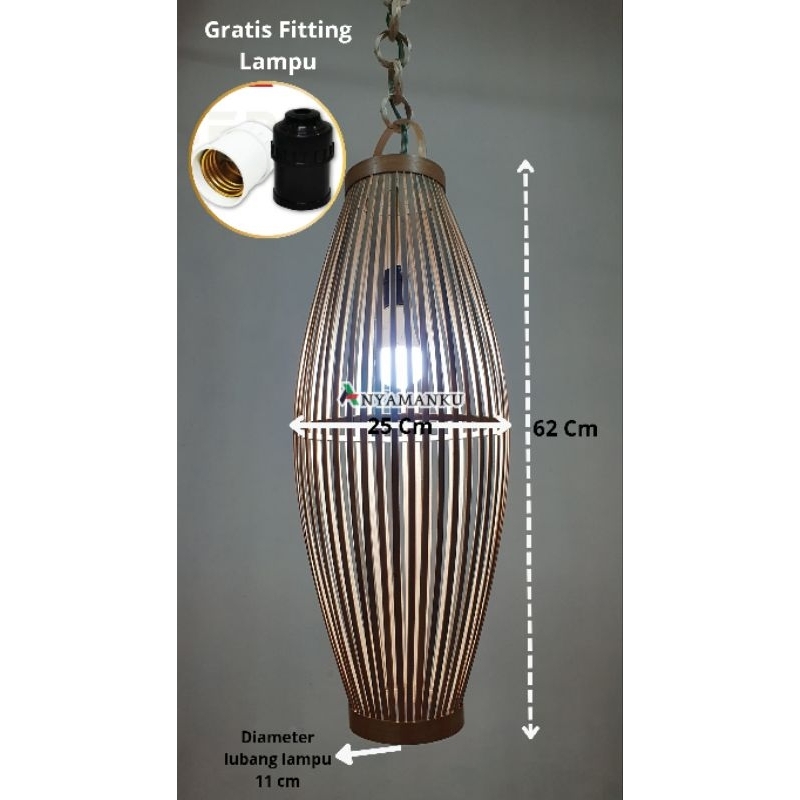 Kap lampu dari bambu/lampu gantung bambu/kap lampu dekorasi cafe/gerai surya/kap lampu gantung dekor