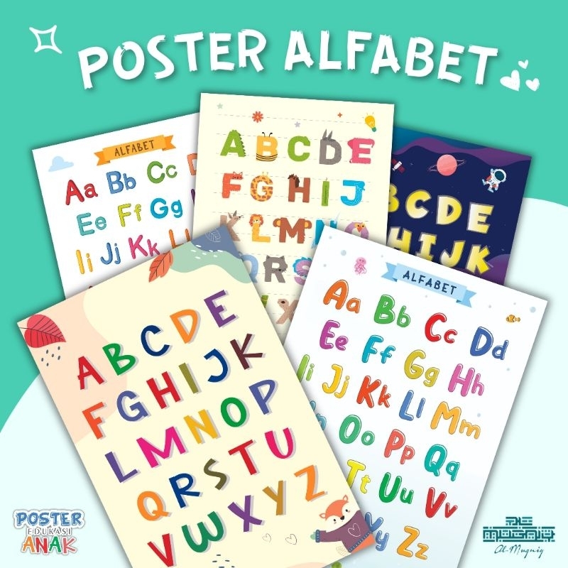 Poster Dinding Belajar Edukasi Anak - Poster Huruf Alfabet / Poster Abjad Dinding | Balita, PAUD, TK