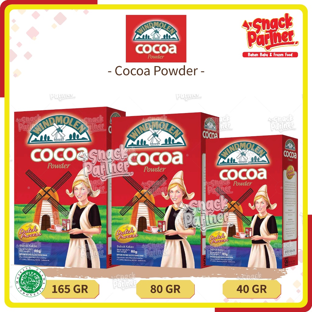 

WINDMOLEN Cocoa Powder 40 / 80 / 165 GR - Kokoa Kakao Bubuk Chocolate Choco - Kue Cake Minuman Ice Cream WINDMELON WIND MOLEN 40GR 80GR 165GR