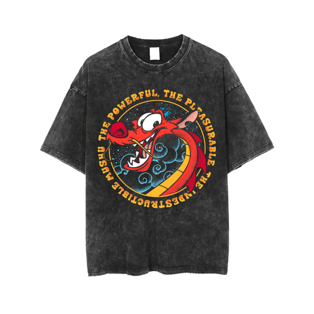 IRKR T-shirt Oversized Unisex Wash "Mushu Mulan"