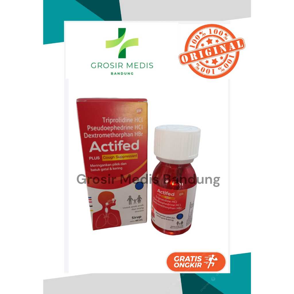 Actifed Merah 60 ml Antitussive Plus Cough Suppressant Batuk Kering & Pilek
