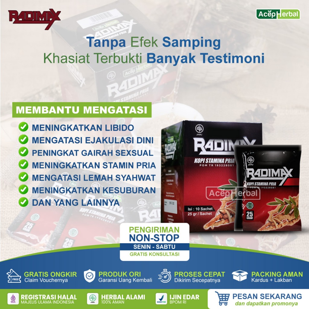 Radimax Kopi Stamina Pria Kuat Tahan Lama isi 10 Sachet