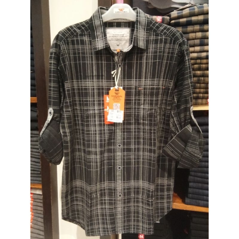 Kemeja panjang pria Cardinal casual original mens EAKAR01575J 01A Kemeja katun hitam