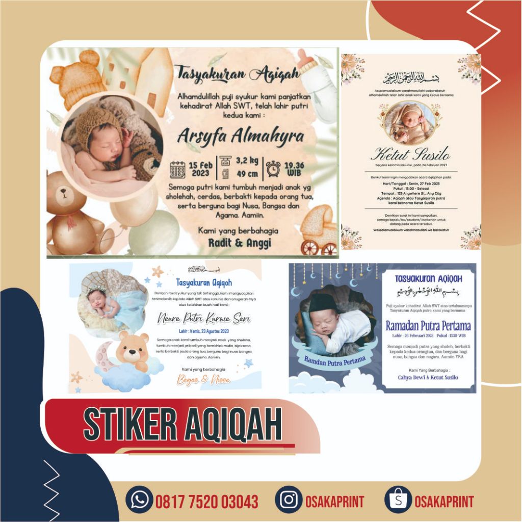 

STIKER AQIQAH / ULANG TAHUN ANAK MURAH DI PONOROGO, MAGETAN, NGAWI, MADIUN, PACITAN