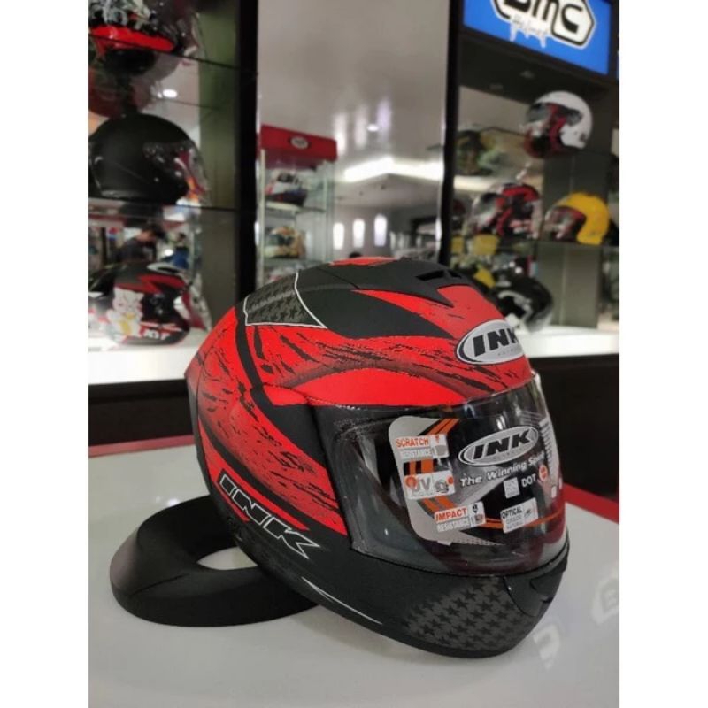Helm INK CL max Seri 7 Red fluo Hitam doff